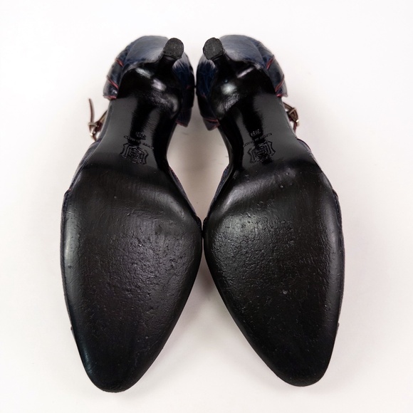 Lawrence Dacade Paris Alligator Lizard Leather Ankle Strap Pumps Heels - Picture 4 of 7